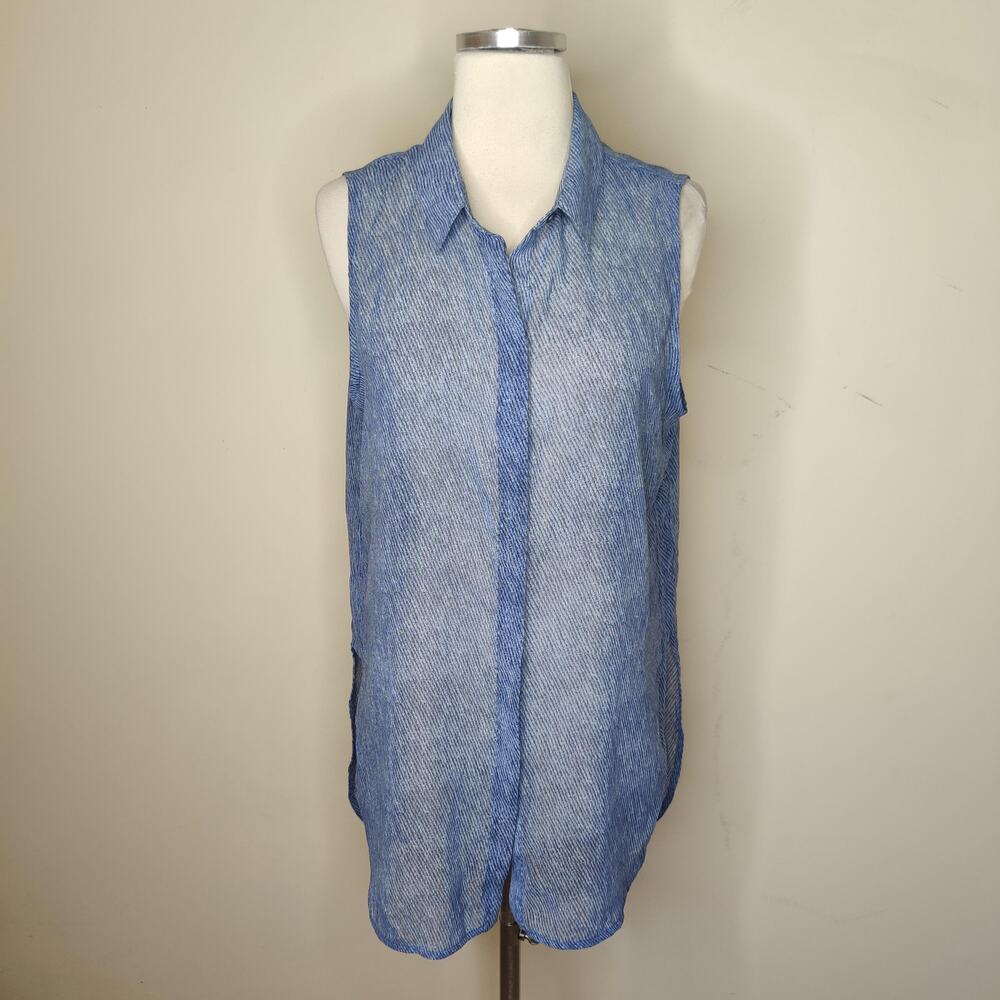 White House Black Market Tunic Button Up Sheer Blouse